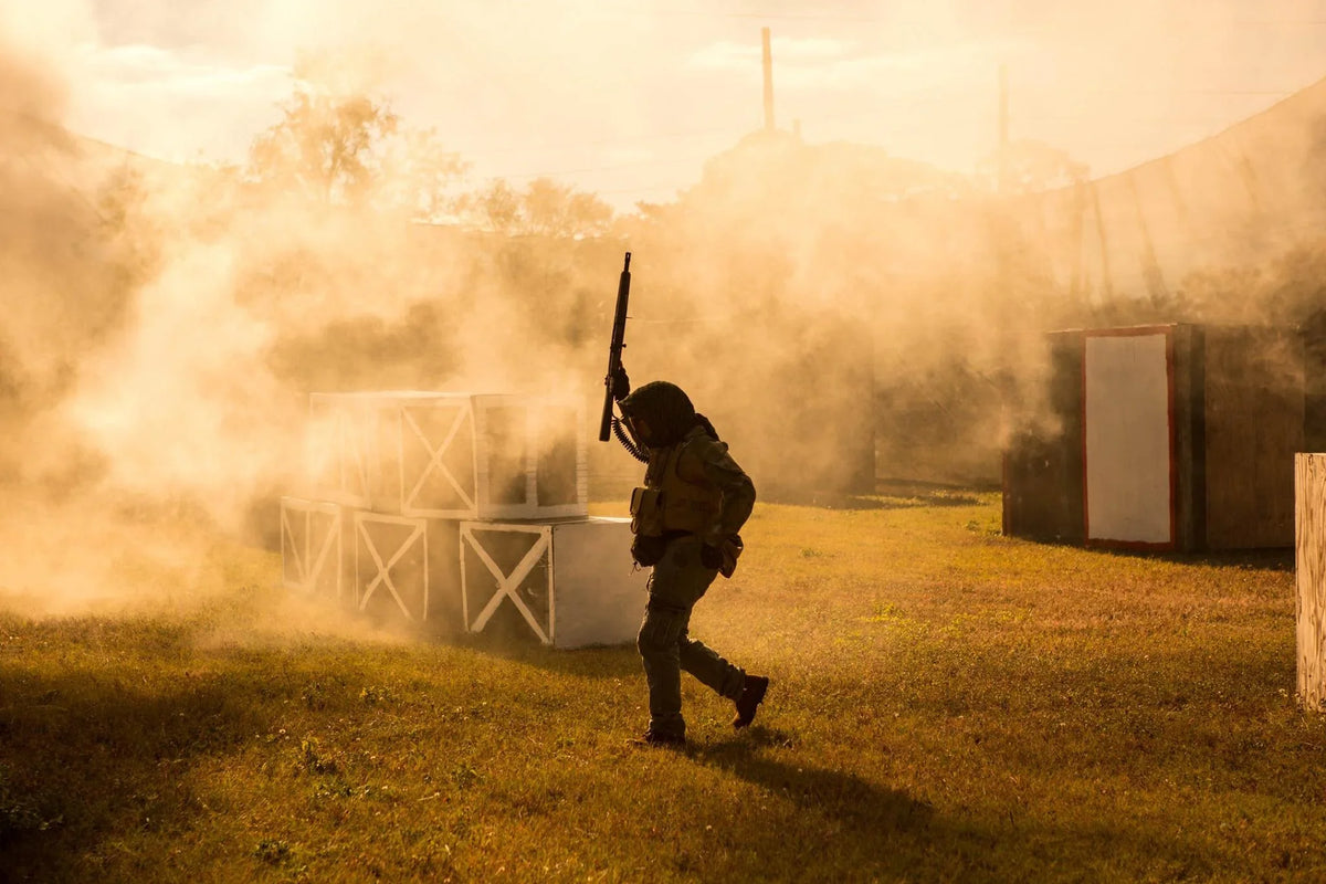 Player in paintball gear at Defy Sports Park Orlando Florida
